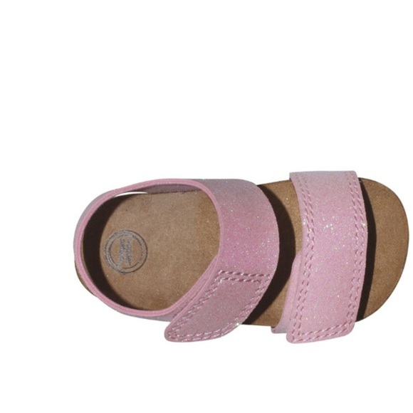 Baby girl pink glitter cork double strap cushioned footbed non skid shoes size 4 - Picture 4 of 6